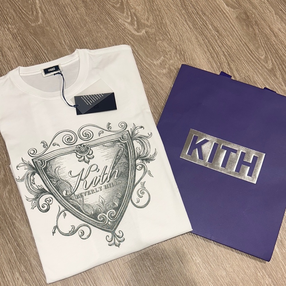 Kith White and Gray Short Sleeve Tee